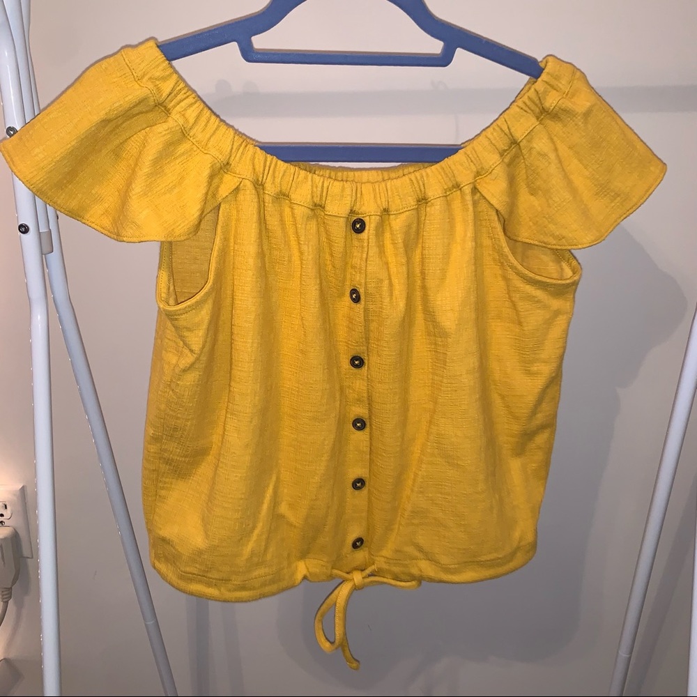 Madewell Off the Shoulder Yellow Top
